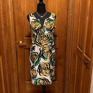 Dress Barn Dress, Size 8, White Yellow Black